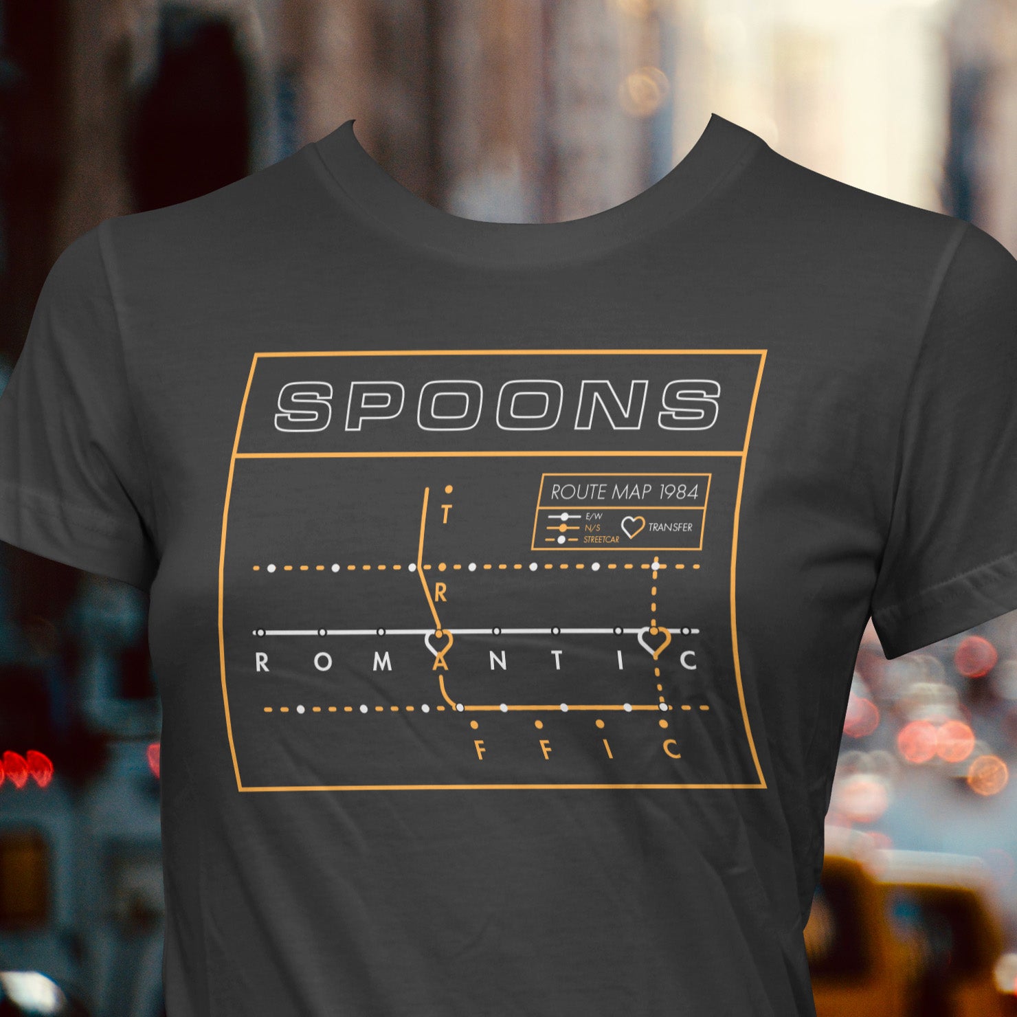 Spoons – Romantic Traffic "Subway Map" Ladies Cut Black T-Shirt